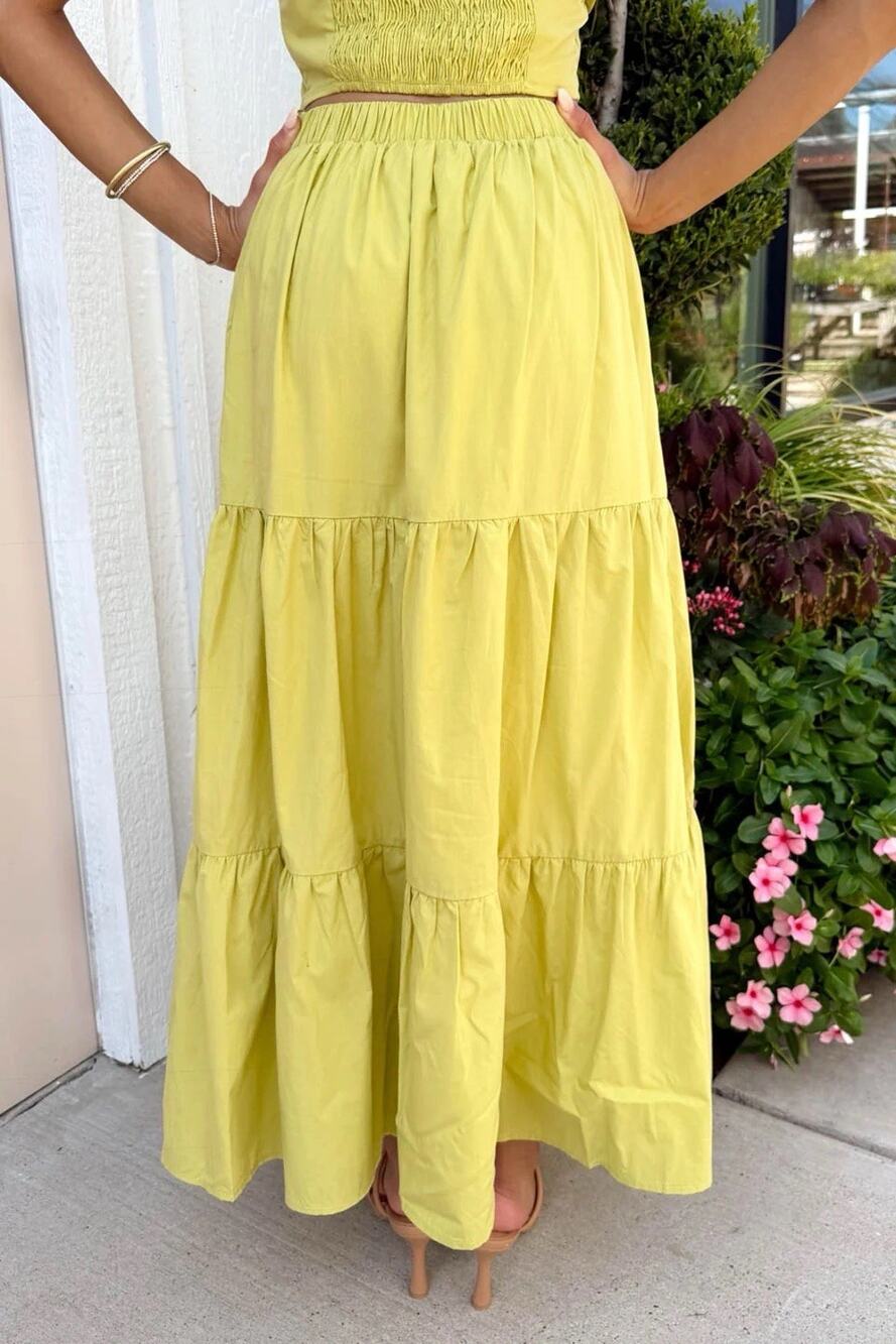 Pink City Prints Yellow Midi Skirt Cotton Small